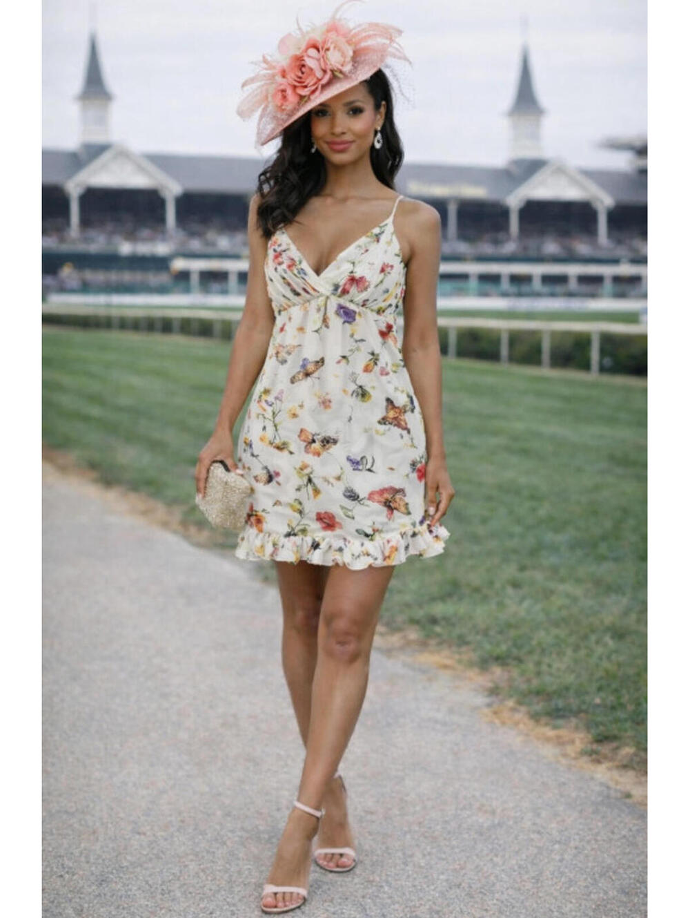 NWT Mac Duggal White Butterfly Ruffle Hem Mini Dress 10